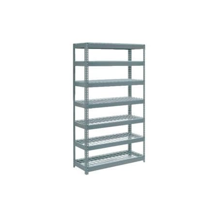 Global Equipment Extra Heavy Duty Shelving 48"W x 12"D x 96"H With 7 Shelves, Wire Deck, Gry 255613